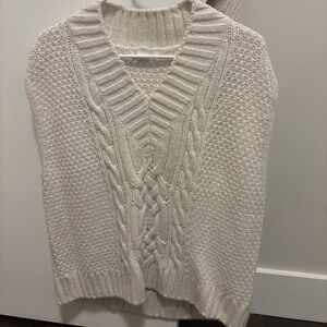 H&M Cream Cable-Textured V-Neck Sweater